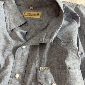 Men’s Rafter C Outdoors Pearl Snap Button Down Shirt for Men Blue Denim